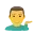 :man tipping hand: