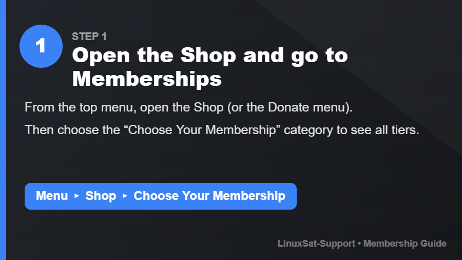 Step 1 – open the Shop and choose a membership
