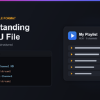 Illustration of an M3U playlist file showing #EXTM3U entries and a playlist of channels