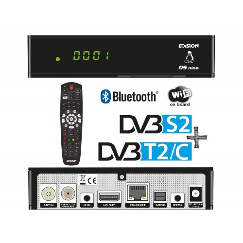 Edision OS nino 1x DVB-C/T2 + 1x DVB-S/S2 Linux Enigma 2 Combo Tuner Digital Receiver HD 1080p PVR