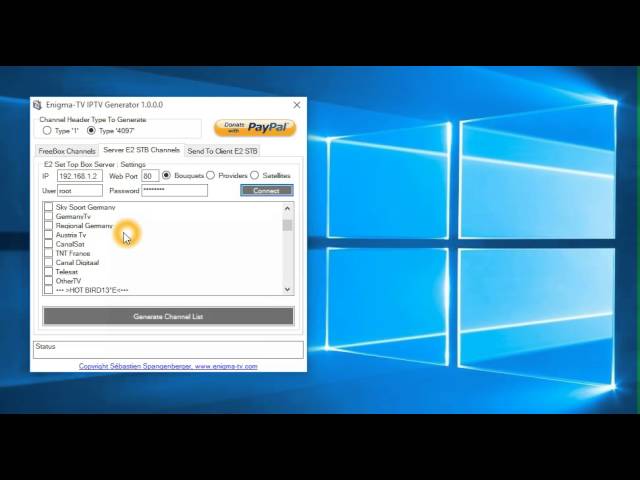 Enigma-TV IPTV Generator : Watch channels from an Enigma2 STB on another Enigma2 STB ! (IPTV)